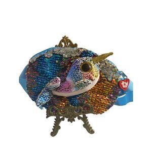 TY Flippables Calypso Narwhal Sequin Belt Bag - Adjustable Rainbow Strap Unisex